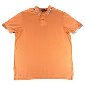 Polo Ralph Lauren Polo Shirt Mens XXL Orange Cotton Pony Logo Casual
